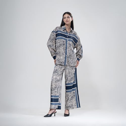 YUSHE 2 Piece Set Zebra Print Shirt With Wide Leg Pant Office Wear Coord Set Dress Summer 2025 Director Boss Bold Fashion4