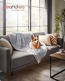 Feandrea Hundedecke, wasserdichte Decke, Langer Plüsch, für kleine, mittelgroße Hunde, Katzen, 127 x 102 cm, L, Sherpa-Stoff, beidseitig verwendbar, Hundesofa Schutzdecke, Ombré-Grau PPB005G01