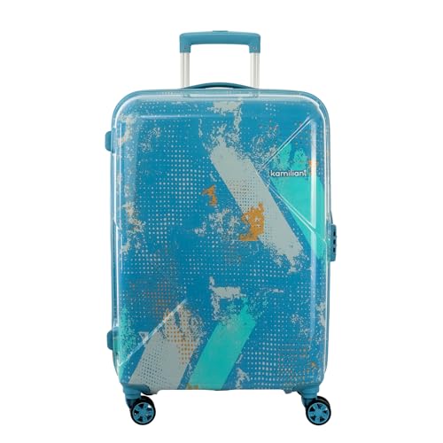 Image of Kamiliant by American Tourister ATHER|Printed Check-in Trolley Bag Large Size (79 cms) for Travel| Hard Case Polypropylene (PP) Suitcase|360 8-Wheel Spinner Luggage Trolley|Combination Lock|Sea Blue