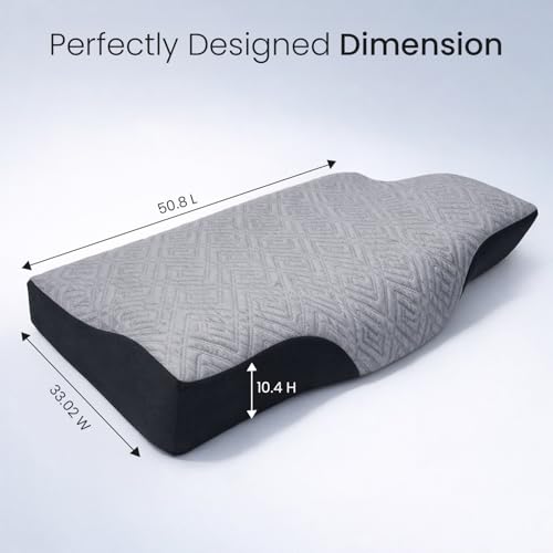 Image of Sleepsia Cervical Pillow for Neck Pain & Shoulder Pain Relief | 1-Year Warranty| Orthopedic Memory Foam Pillow, Spondylitis-Ortho Neck Support Medical Pillow (Grey /Black Pack 1)