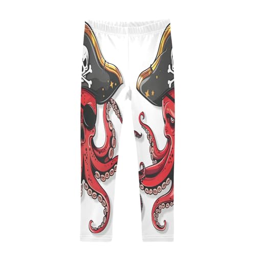 Toddler Girls Leggings Printed Yoga Pants Leggings Red Octopus Pirate Theme for Kids