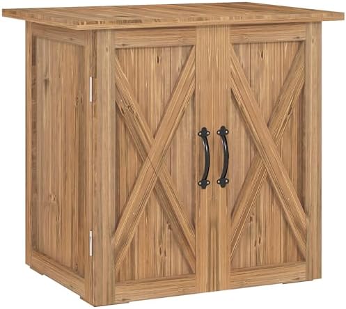 Outsunny Gartenschrank Grau 79x43x92 Cm - Wetterfester Geräteschrank Mit Arbeitsplatte