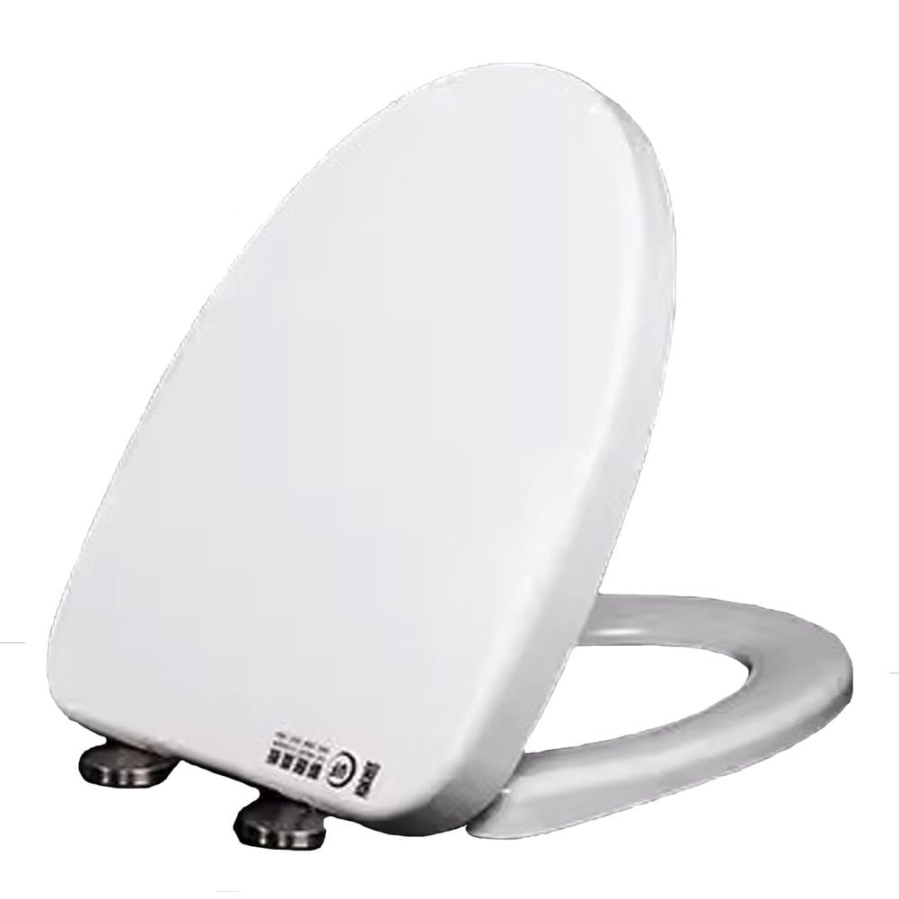 Mrku White Soft Close Toilet Seat,Urea-Formaldehyde Material,Oval Loo Seat, Top Fixing With Adjustable Hinges,Universal V-Shape