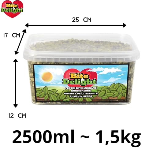 Bite & Delight Kürbiskerne Geschält - Ungesalzen Ungeröstet - Knackige Kürbiskerne - Schalenlos zum Knabbern - Kürbis Kerne Roh ohne Schale - Vegan in Rohkostqualität - Eiweißquelle - 1,5kg