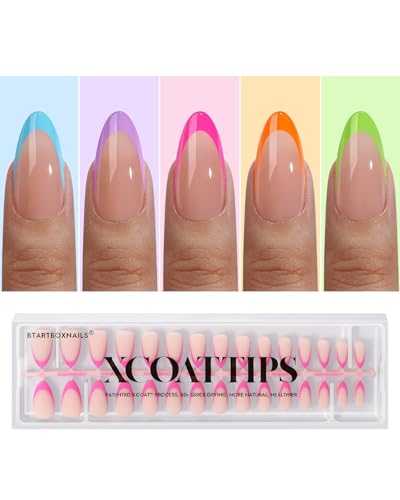 BTArtboxnails XCOATTIPS Brighter Pastel French Tip Press On Nails...