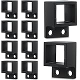 Zonon 10 Pcs 1" x 1 1/8" Black Aluminum Fence Brackets Standard Wall Mount for Rails Residential Black Flat Fence Brackets for Fencing Railing Mounting