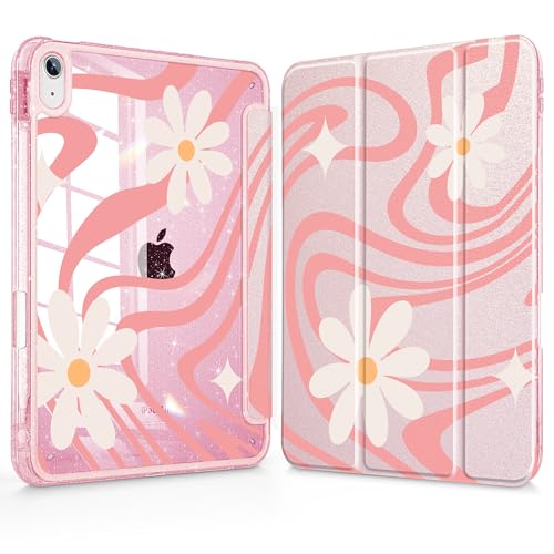 Étui à paillettes iPad Air 11 M4 et 10.9 avec porte-crayon transparent
