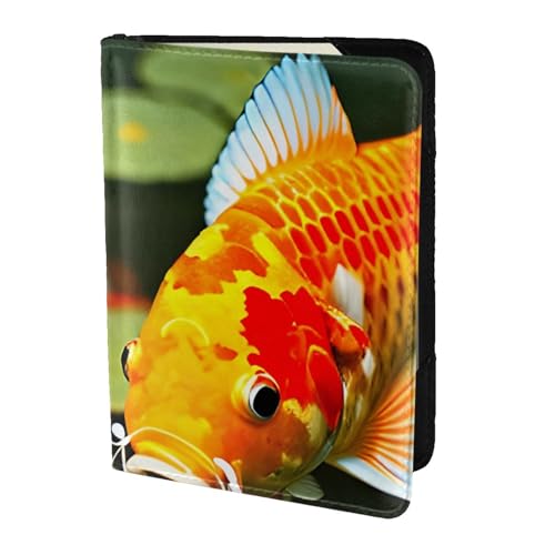 Portefeuille de voyage carpe koï en cuir noir pour organiser vos vacances