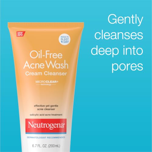 Neutrogena Oil-Free Acne Face Wash Cream Cleanser, 2% Salicylic Acid Acne Treatment, Daily Facial Cleanser for Acne-Prone Skin, 6.7 fl. oz - Image 3
