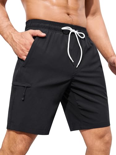 SILKWORLD Mens Swim Trunks with Compression Liner Quick Dry 9" Bathing Suit Summer Beach Swimming Shorts with Zip Pockets2