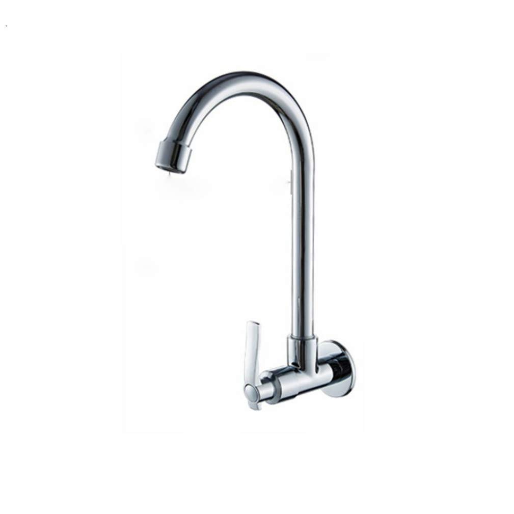 Grifo De Cocina Fría Simple Montado En La Pared, Cromado, Con Caño Giratorio, Agua Potable, Grifo Monomando Con Aireador Giratorio 360
