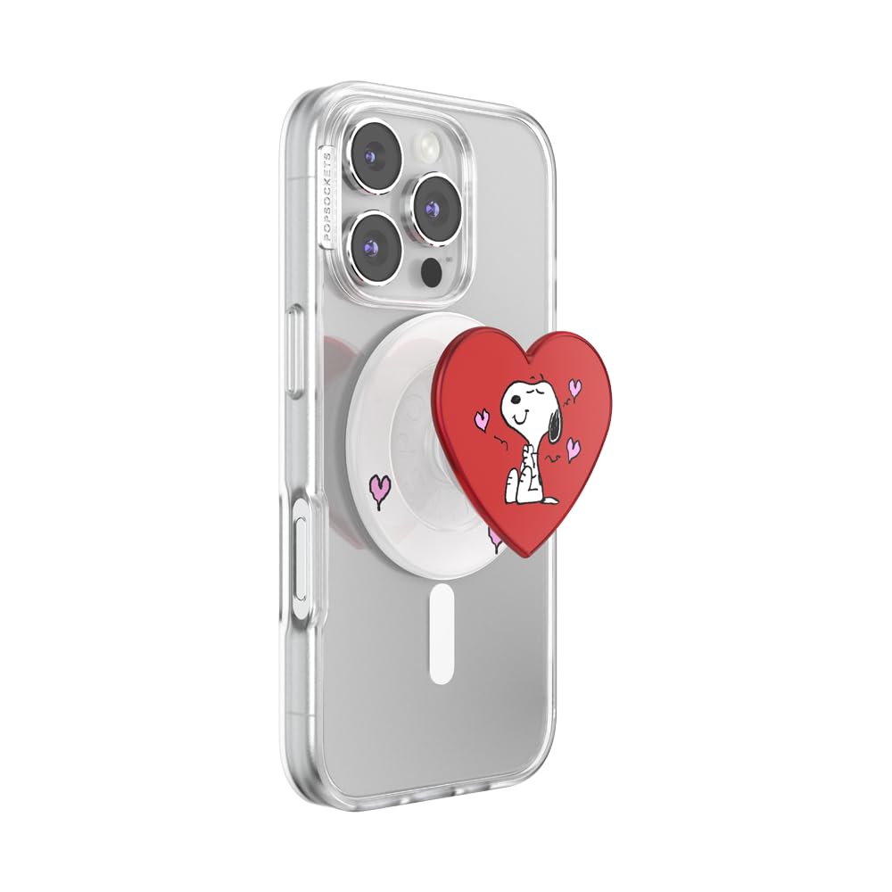 PopSockets Phone Grip for MagSafe, Magnetic Holder, Phone Stand, Snoopy - Snoopy's Big Heart