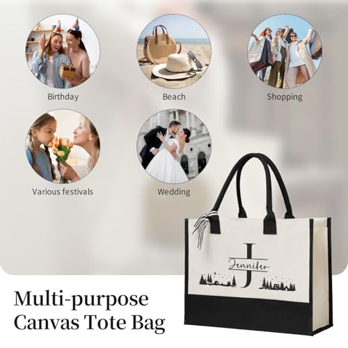 Bolsa tote de lona personalizada para mujer, ideal como regalo para despedida de soltera, boda, cumpleaños o viajes y compras miniatura 7