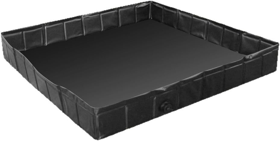 Foldable Shower Tray Portable Camping Shower Base With Side-Mounted 100 Cm Drain Hose PVC Water Management Black 104x104x14 cm For Outdoor Tent and Pet Bath