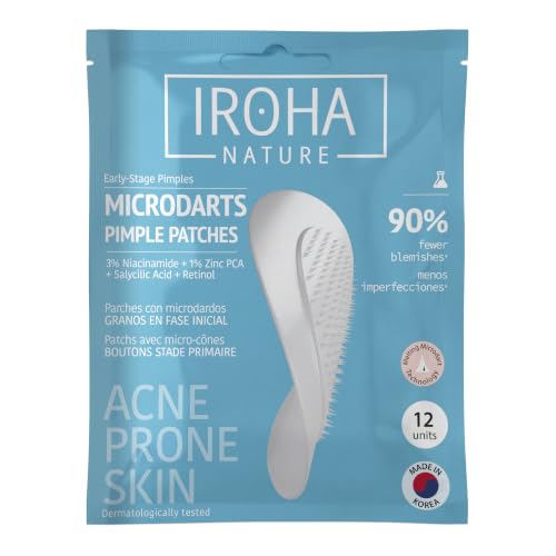 IROHA NATURE - Parches microdardos retinol piel 12 unidades | Niacinamida, ácido salicílico, zinc PCA, ácido hialurónico, hidrocoloide