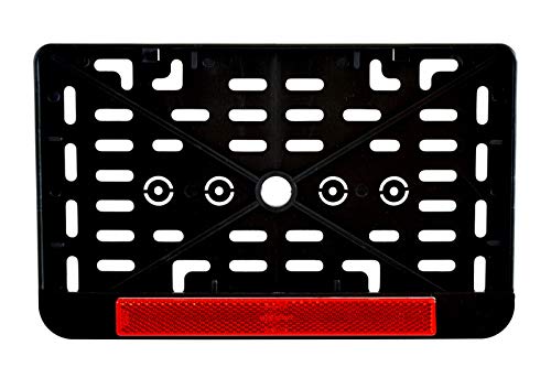 1x Kennzeichenhalter Nummernschildhalter Made in EU 240 x 130 mm 24 x 13 cm (für Roller Moped Traktor Anhänger Motorrad Hänger) Mit Rückstrahler Rot Reflektor mit Zulassung