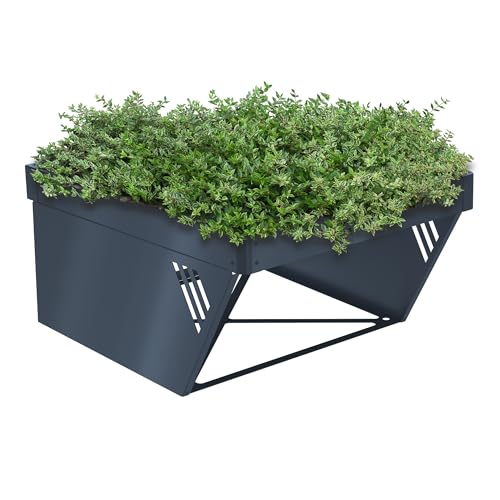 Graviers Mähroboter Garage mit Pflanzkasten Anthrazit RAL 7016 - Dach Unterstand für Rasenroboter Garten Rasenmäher Sonnenschutz und Regenschutz - Stahl 60 x 70 x 39,6 cm