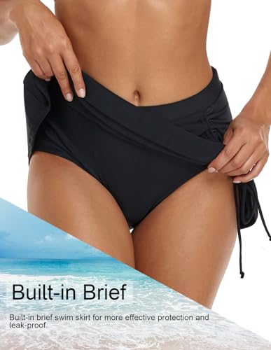 YELAIVP Women’s Period Swimwear Leakproof Swim Skirt Bottoms High Waisted Waterproof Bikini Bottom Skirt for Women Girls3