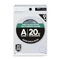 Candy ProWash 300 Lavatrice 9 Kg, 1400 Giri, Classe A -20% Più Efficiente, Vapore, Programmi Rapidi 14-59 Min, Motore Inverter BPM, 85 x 59,5 x 60,1 cm (A x L x P), Bianca, GD 498-S