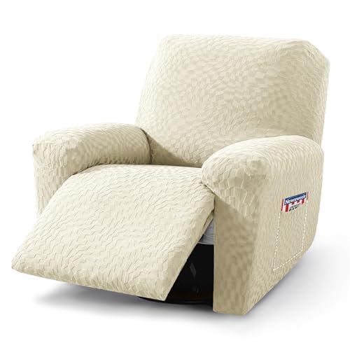 Image of 2026 Stretch Oversized Recliner Cover 3-Piece (36 inch-46 inch) Super Soft XL-Recliner Chair Covers with Big Pocket & Anti Slip Ties Stay in Place, Lazy Boy Reclining Slipcover Durable Washable, Beige