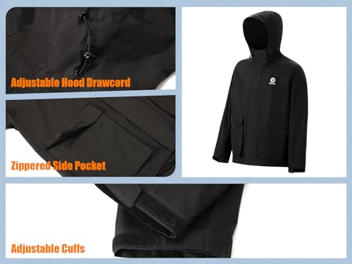 Rizzon Fishing Rain Suit for Men Waterproof Sailing Rain Jacket Bib Pants With Hood Foul Weather Gear2