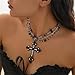 QLYOVWE Gothic Cross Necklace for Women Fashion Vintage Black Cross Pendant Necklace Multi-layered Y2k Gothic Dark Cross Layered Cross Choker Necklace Punk Cool Halloween Jewelry Gifts (Amethyst)