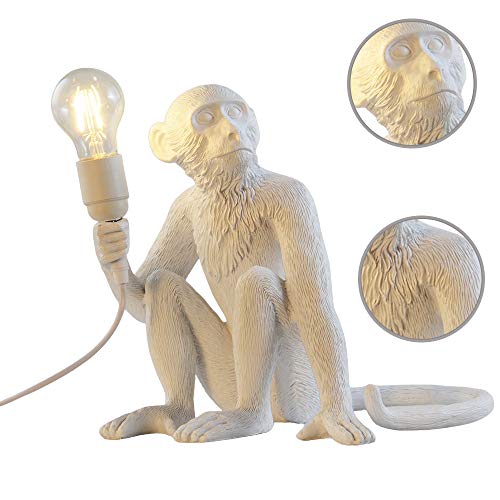 Monkey Lamp, White Monkey Table Lamp Funky Animal Light Of Life Art Sitting Skeleton Gothic Love Designer Home Decor For Kids Dorm Rooms Bedside Gift #TOP1