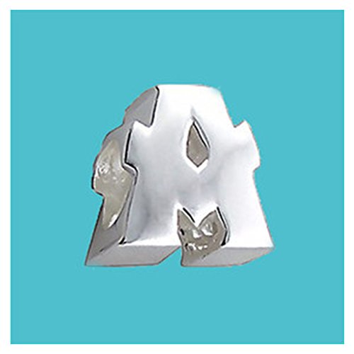 Queen of Silver - Letra "A" en 3D, plata de ley 925, para pulseras y cadenas -