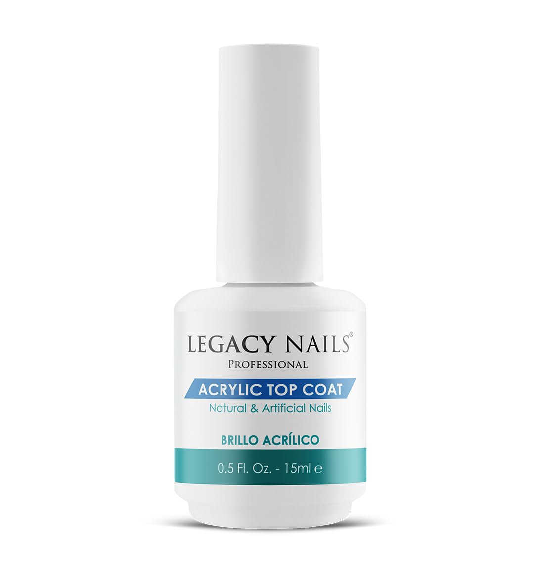 Legacy Nails Acrylic Top Coat 15ml / 0.5 FL.oz. Beauty and a shiny finish to acrylic, gel, and natural nails. Avoids nicks, chips, or smudges. Not need UV or LED lamp.