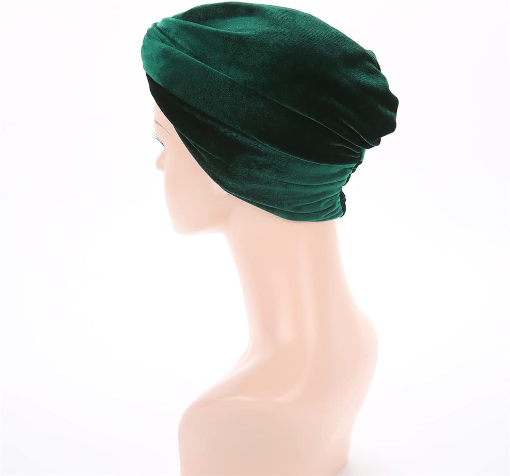Women's Stretch Velvet Twist Pleasted Hair Wrap Turban Hat Cancer Chemo Beanie Cap Headwear - Image 9