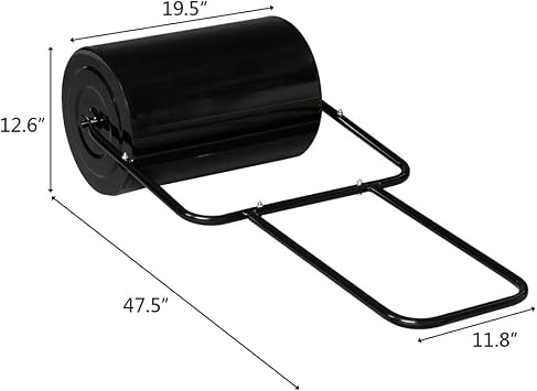 Vasitelan Lawn Roller, 10 Gallons Water and Sand Filled Garden Drum Roller with U Shaped Handle Tow beind Sod Roller for Planting, Seeding