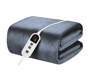 Elytsemoh heizdecke mit abschaltautomatik mit 10 Heizstufen, bis zu 9 Stunden Auto-Off-Timer, Flanell 160 x 130 cm, maschinenwaschbar, Überhitzungsschutz, wärmedecke für Schlafsofa, Büro