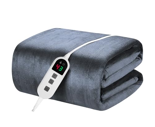 Elytsemoh heizdecke mit abschaltautomatik mit 10 Heizstufen, bis zu 9 Stunden Auto-Off-Timer, Flanell 160 x 130 cm, maschinenwaschbar, Überhitzungsschutz, wärmedecke für Schlafsofa, Büro