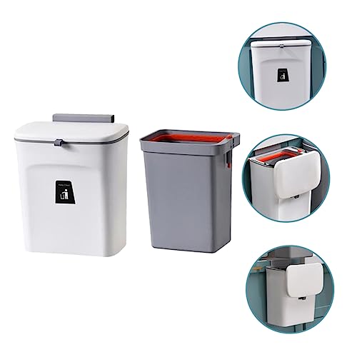 Caneca de basura rectangular de plástico para cocina, montada en pared miniatura 2