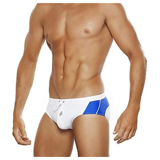 UXH Sunga masculina de natação, roupa de banho acolchoada, short de surfe, Branco e azul claro, Tag M (US S)