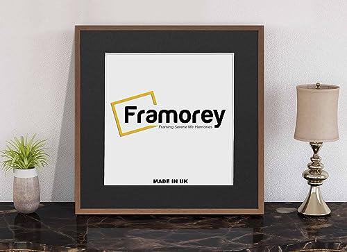 FRAMOREY Square Size Thin Matt Photo, Handmade Flat Thin Picture Frame, 21x21" Size Walnut Picture Frame With 17x17" Size Black Mount, Photo Print Frames