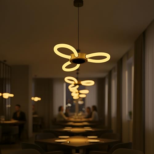 Image of Lampmaster Infinity Pendant Light | Modern Decorative Chandelier & Hanging Ceiling Lamp with Wooden Finish | Soft Warm LED Glow | Energy-Efficient Light for Living Room, Bedroom, Dining Area & Hall