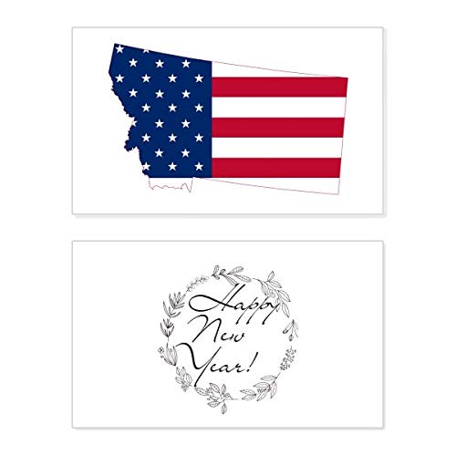 Tarjeta conmemorativa de Año Nuevo de Montana: diseño exclusivo de bandera y mapa estelar