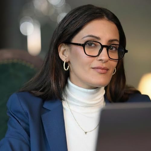 Image of Lenskart Reading Glasses | Men & Women | Black Square Full Rim | + 2.5 Power | Blue Light Blocking Glasses