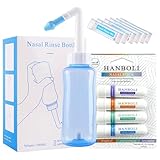 Nasendusche Set, mit 40 Beutel Nasenspülsalz, Nasenspülkanne zur Nasenreinigung und Nasenspülung, mit 4 Stück Nasal Stick,Minze-Aromatherapie-Naseninhalator, Nasal Tragbare Nasal Stick