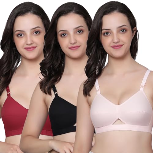 Image of Aimly Women's Cotton Non-Padded Non-Wired Daily Use Everyday wear Regular Bra Combo Pack