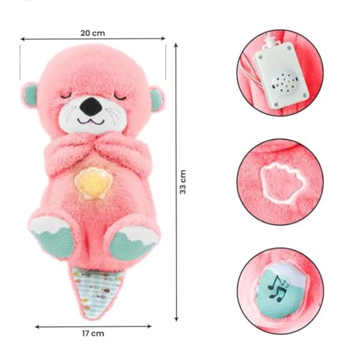 Image of AGC Breathing Teddy Bear with Music for Baby Sensory Sleep Lights Rhythmic Soft Toy, Lights and Breathing Motion, Breathing Toy Teddy Bear with Lights | Best Gift for Kids (Dark Pink)