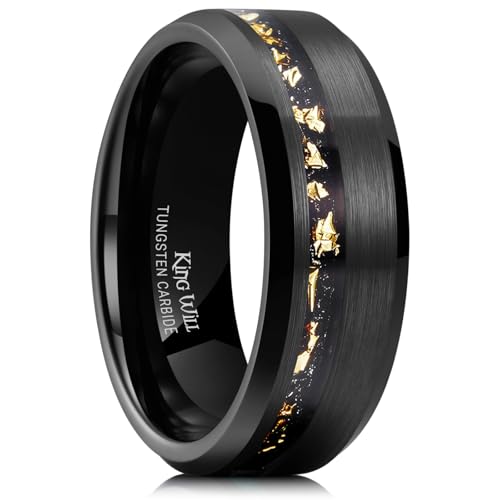 King Will Mens Wedding Band 8mm Tungsten Rings for Men Koa Wood Inlay Engagement Anniversary Ring Comfort Fit for Daily Wear Size 7-14