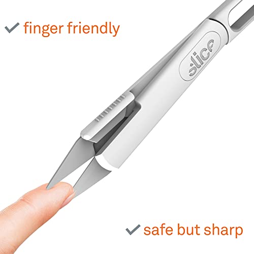 مقص ذاتي الفتح ومحمول من سلايس 10595، بشفرات مريحة للاصابع، بحلقات خيط، مثالي للخياطة، سهل الاستخدام للذين يعانون التهاب المفاصل، بجهد اقل للعضلات، بغطاء امان، بفتحة مخصصة للخيط