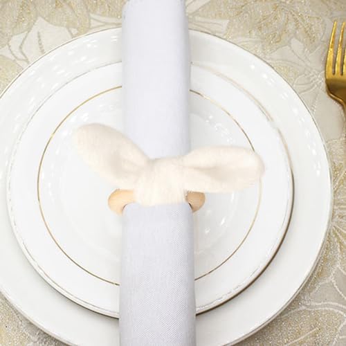 Conjunto de 8 anéis de guardanapo de Páscoa, anéis de guardanapo com orelhas de coelhinho da Páscoa,