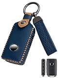 YINEOR for Mazda Key Fob Cover Leather Car Key Case Protector keychain Smart Key Fob Holder Compatible for Mazda 3 Hatchback 2019-2024 for Mazda 6 CX-5 CX-50 CX-30 CX-9 2020-2024 (Blue)