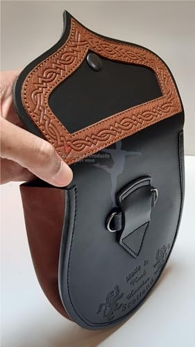 Scottish Kilt Semi Dress Sporran Genuine 100% Real Leather Knot Tassels Sporran.13