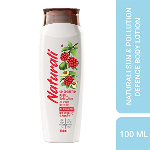 NATURALI Sun & Pollution Defence Body Lotion| Pack of 1| 100 ml |With Red Raspberry & Avocado | All Season Protection 1 41dmRJq2REL. SL500