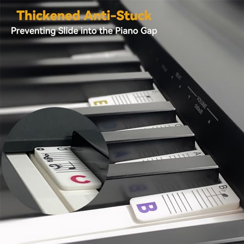 Image of Piano Note Strips Pro, Thickened Anti-Stuck, Fit 88 /61 Key Piano Keyboard, Design for Beginner Learning (Rainbow Colors Pro)