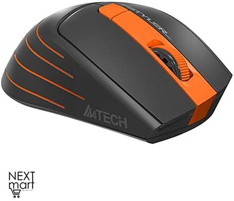 Top-down view of the A4Tech Fstyler FG30S Silent Wireless Mouse, showing its ergonomic design and orange accents.